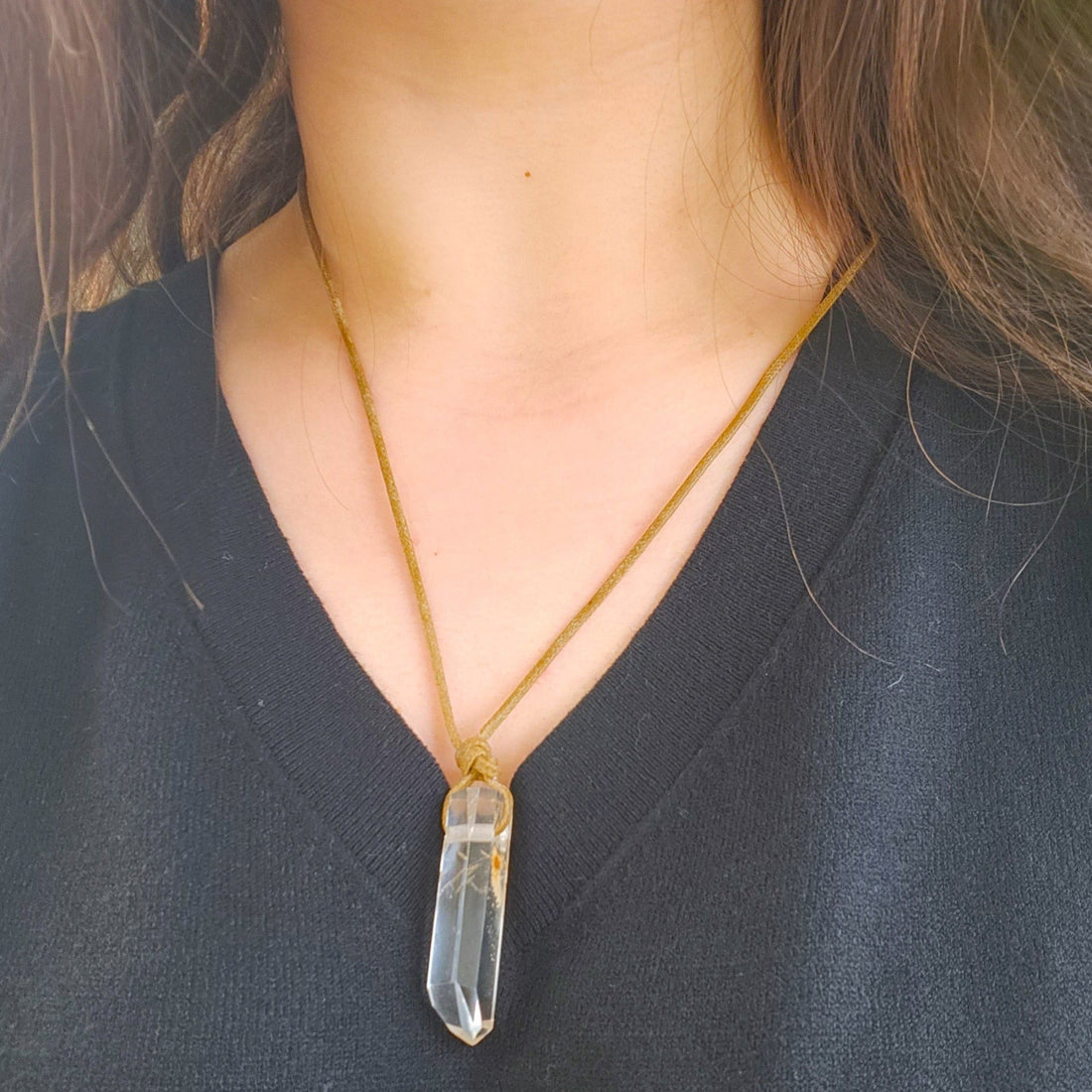 Clear Quartz Pendant Adjustable Necklace