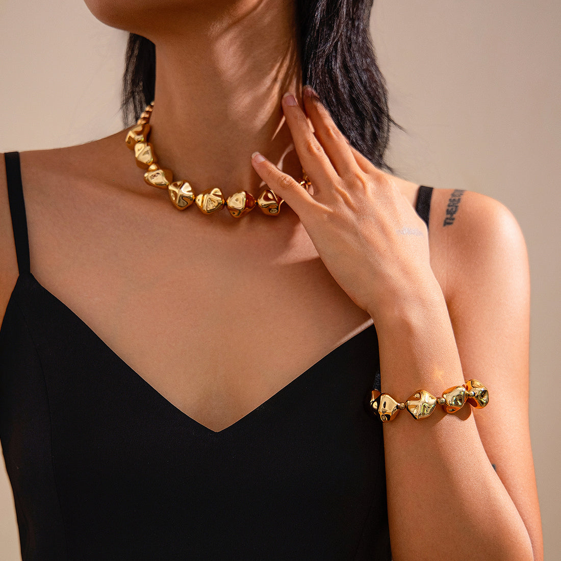 Sculpted Choker & Bracelet Set –Copper Energy