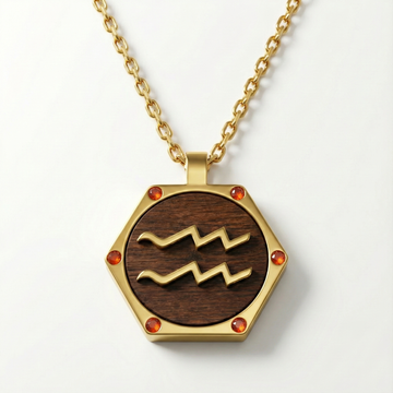 The Aquarius Visionary Talisman | Solid Raw Brass & American Black Walnut | Red Agate (Grounding & Innovation)