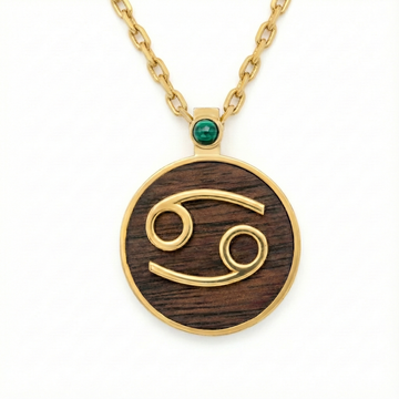 The Cancer Protector Circle Talisman | Solid Raw Brass & American Black Walnut & Malachite | Emotional Healing & Shielding