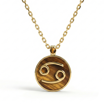 The Cancer Guardian Medallion | Solid Raw Brass & American Black Walnut ｜ Tiger's Eye (Protection & Stability)