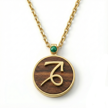 The Capricorn Legacy Circle Medallion | Solid Raw Brass & American Black Walnut ｜ Malachite (Leadership & Willpower)