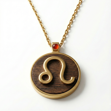 The Leo Royal Circle Talisman | Solid Raw Brass & American Black Walnut & Red Agate ｜Vitality & Courage