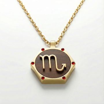 The Scorpio Alchemist  Hexagon Talisman | Solid Raw Brass & American Black Walnut | Red Agate (Passion & Protection)