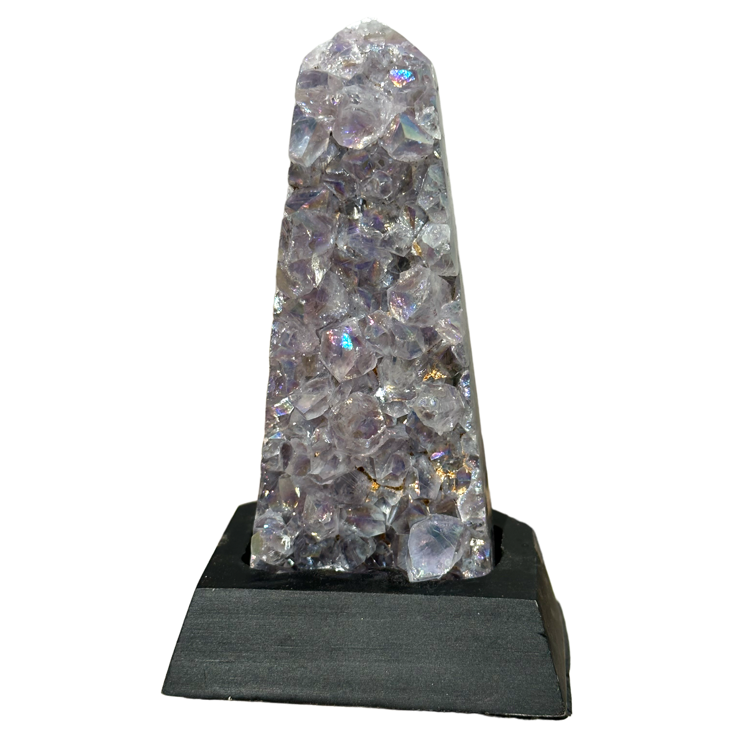 Aura Amethyst Agate Obelisk on a Base