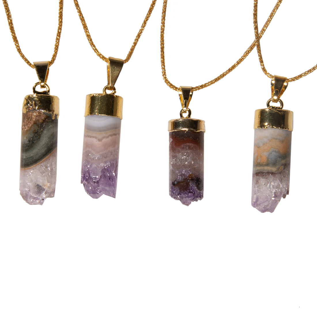 Agate Amethyst Pendant Necklace