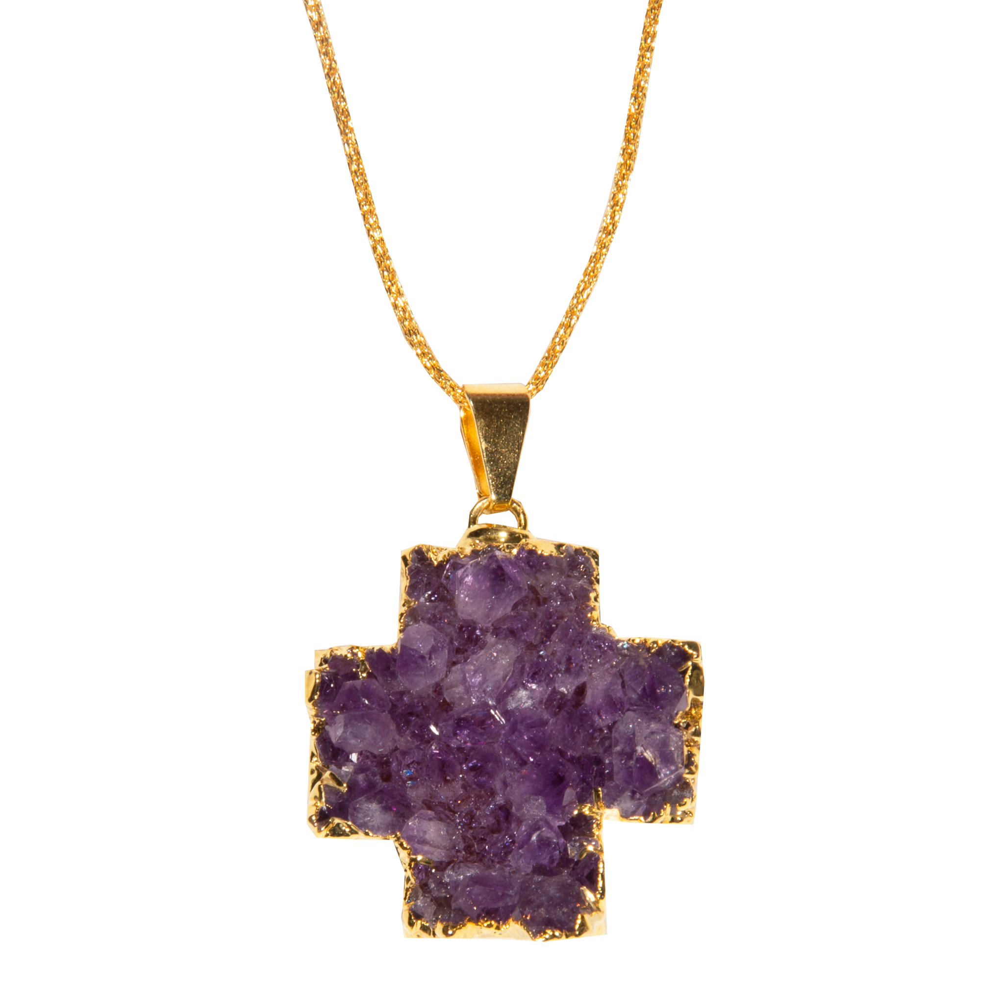 Agate Druzy Cross Necklace