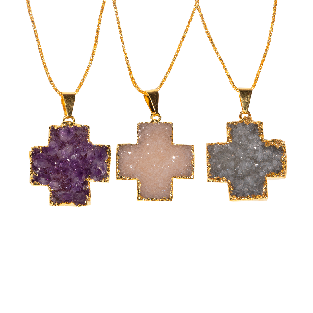 Agate Druzy Cross Necklace