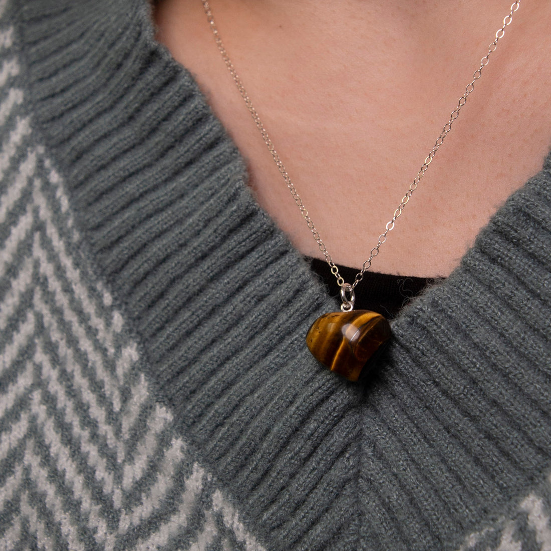 Tiger's Eye Heart Pendant Necklace
