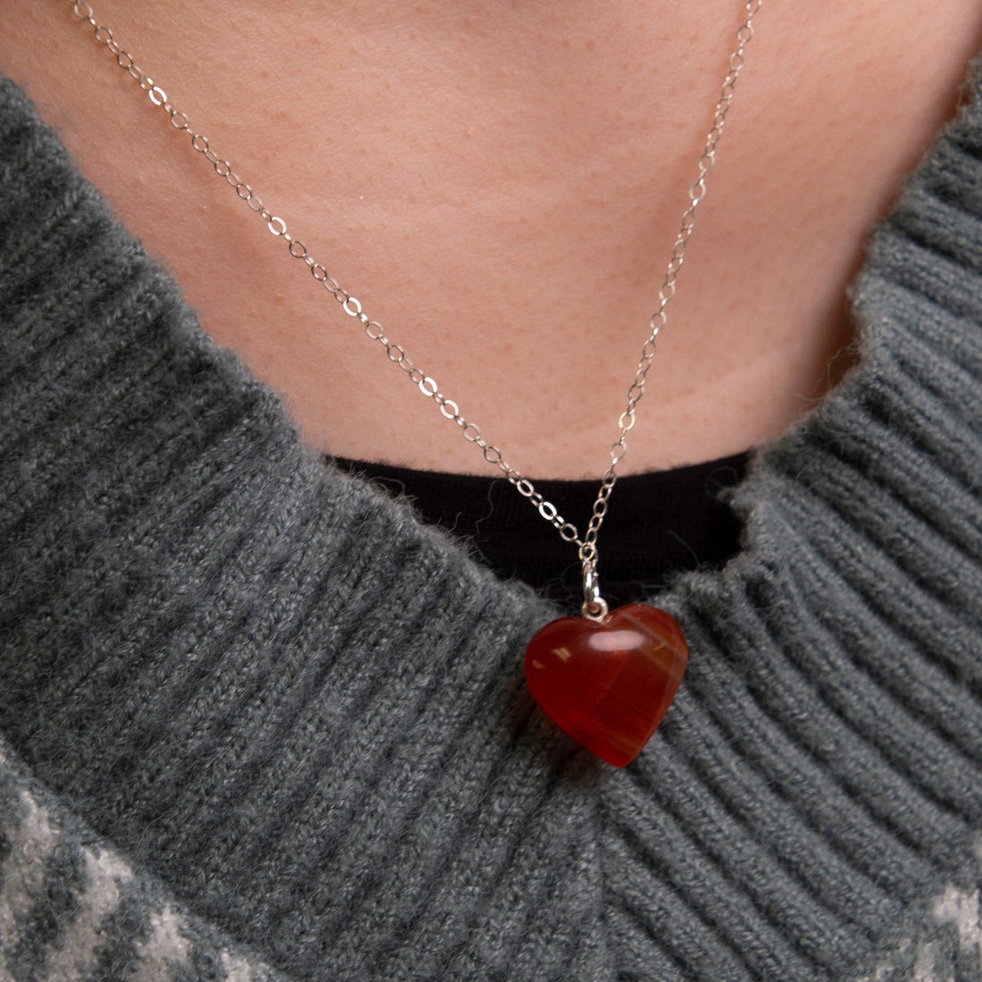 Carnelian Heart Pendant Necklace