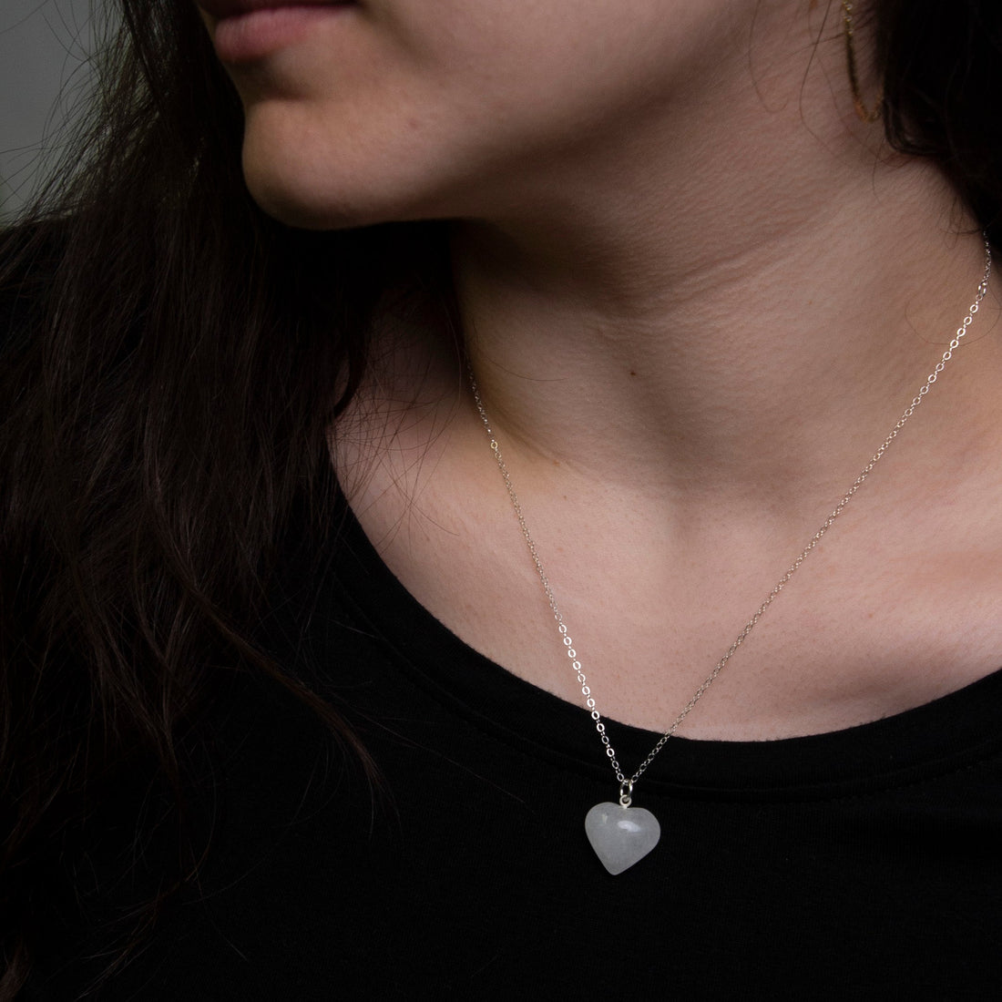 Clear Quartz Heart Pendant Necklace