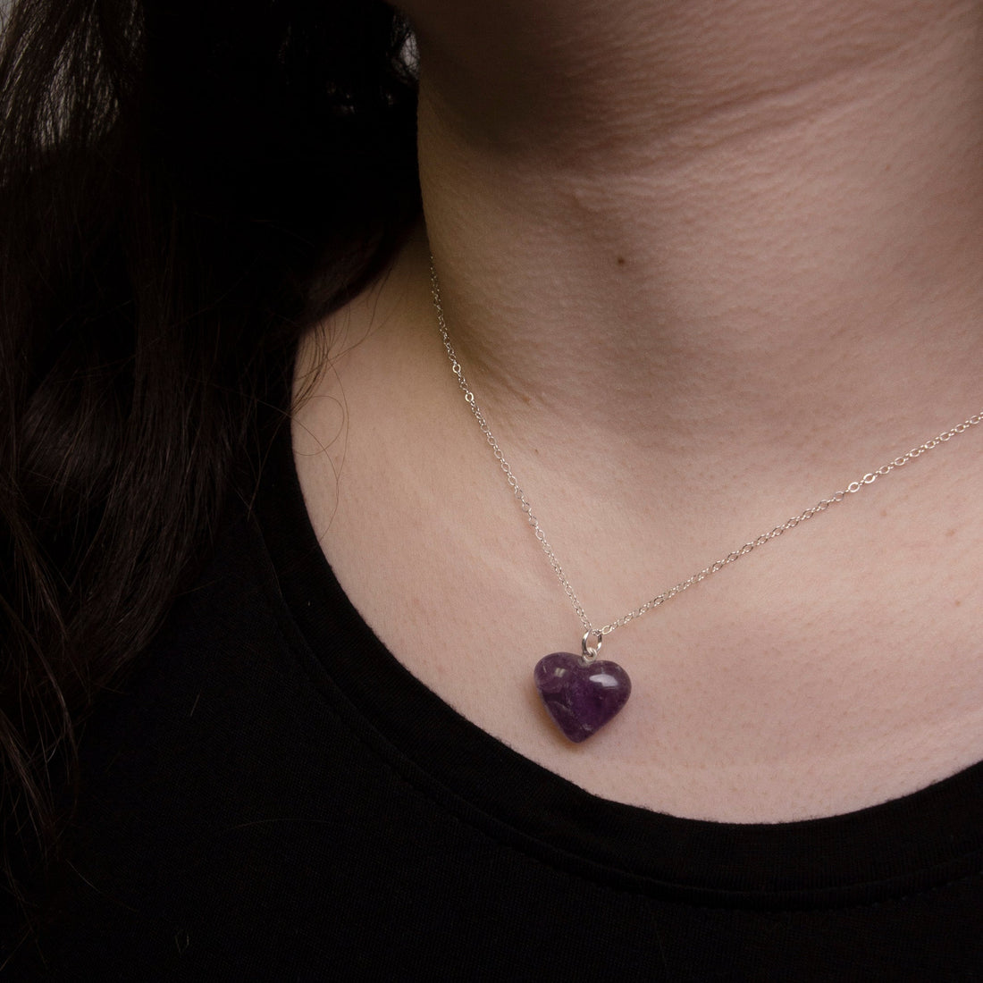 Amethyst Heart Pendant Necklace