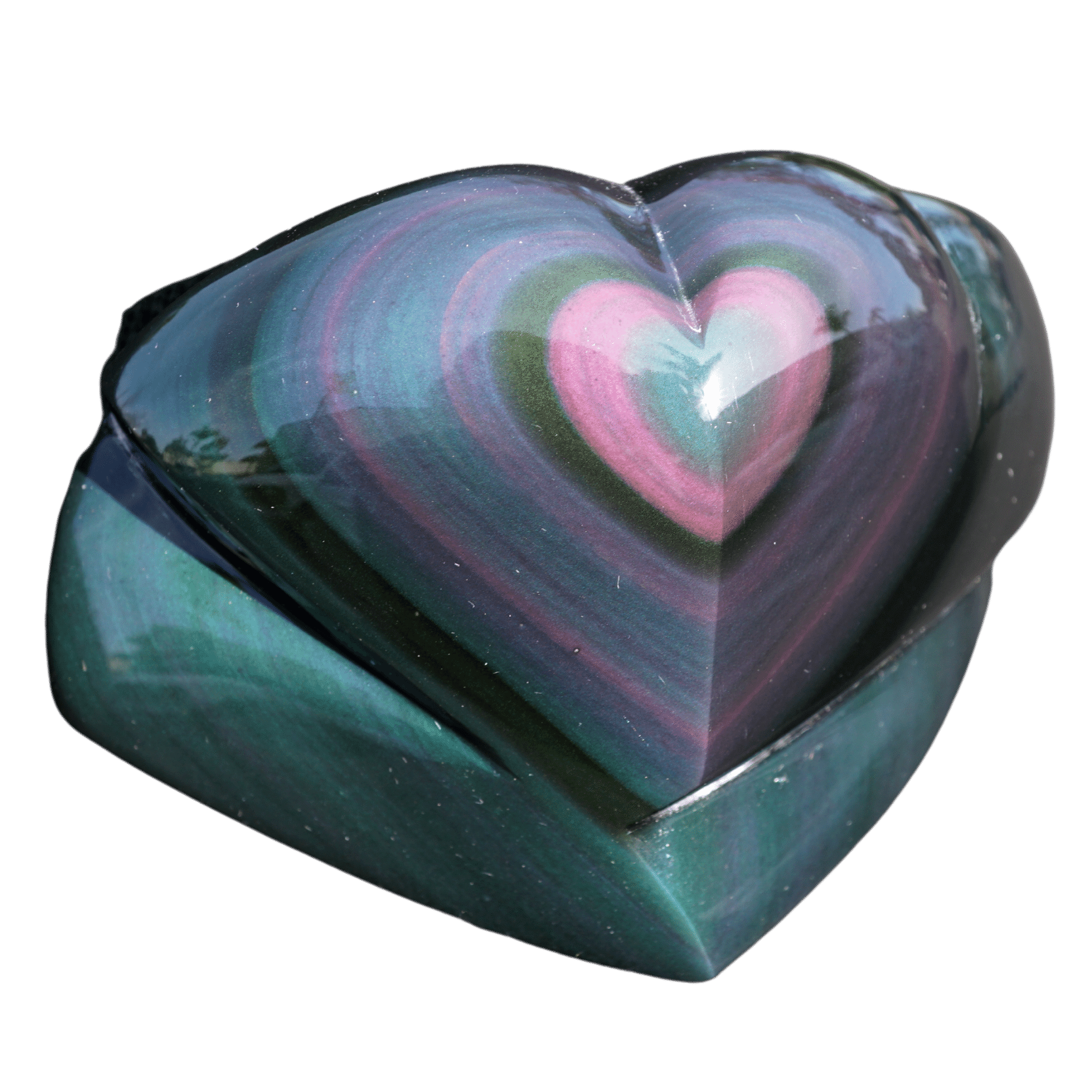 Polished Rainbow Obsidian Heart