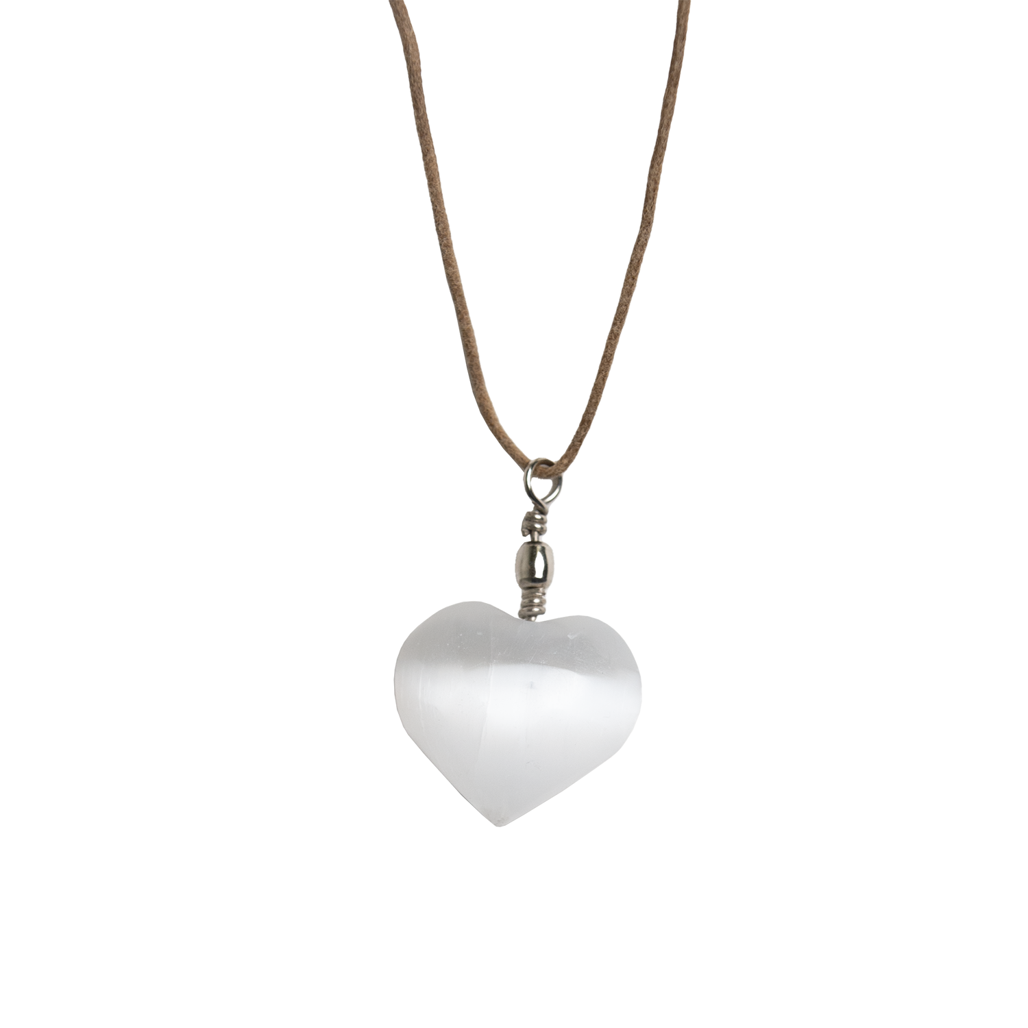 Selenite Heart Pendant Necklace