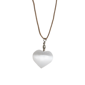 Selenite Heart Pendant Necklace