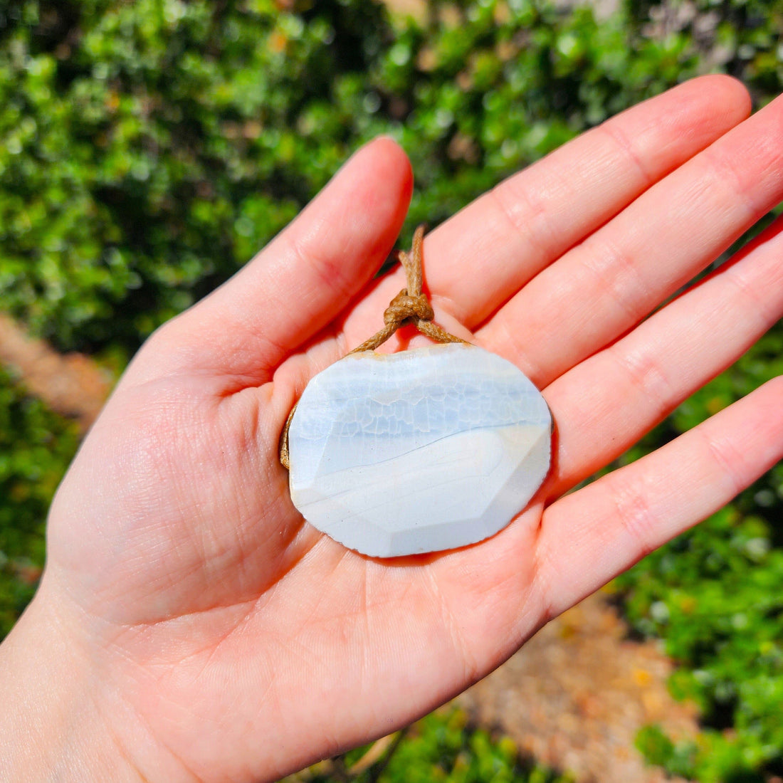 White Agate Pendant Adjustable Necklace